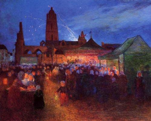 unknow artist 14th Firevorks at Bourg-de-Batz Germany oil painting art